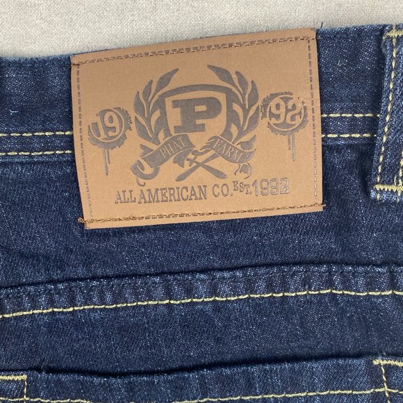 Phat Farm Jeans Kids Size 18 Blue Boys Embroidered Y2K Denim Youth - Picture 9 of 16